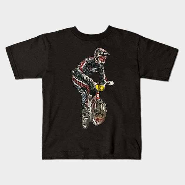 bmx Kids T-Shirt by rickylabellevie